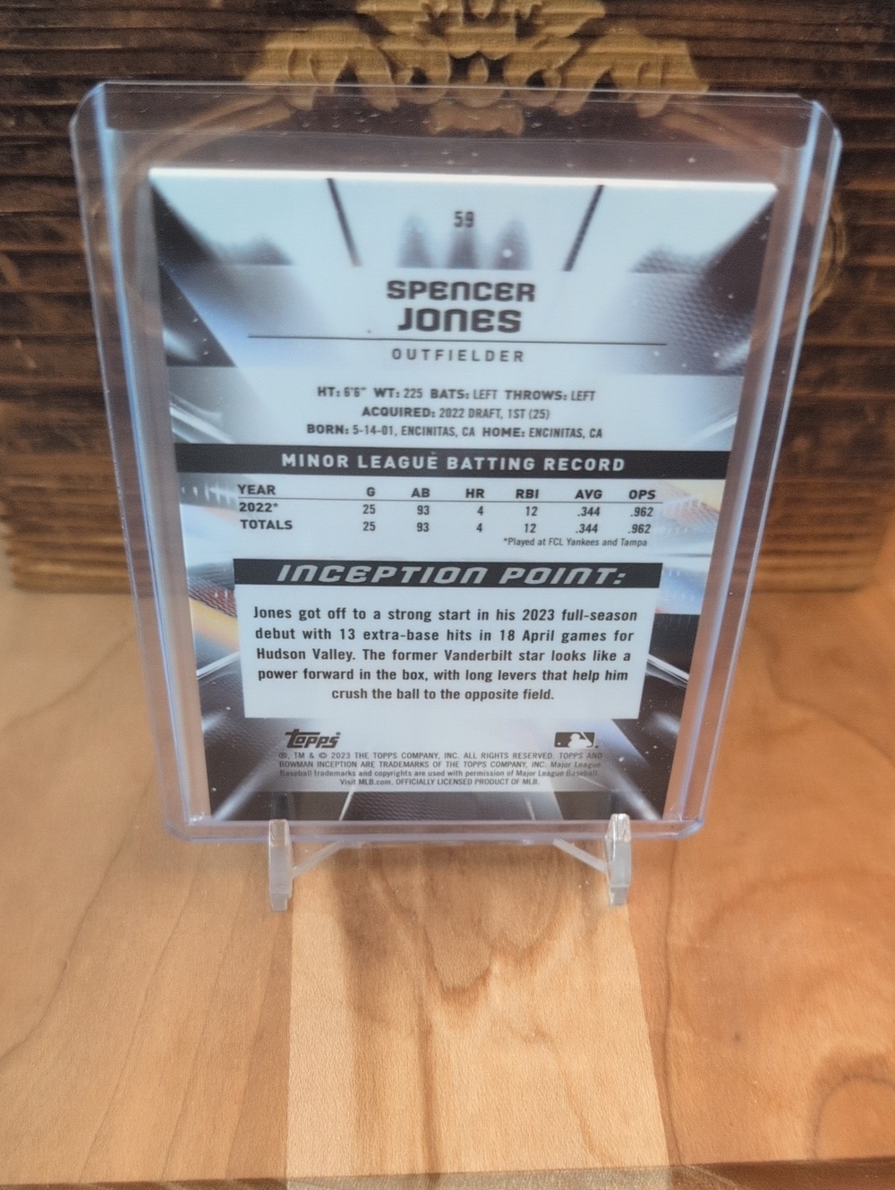 2023 Bowman Inception Spencer Jones Rookie Card #37/50 Yankees 🔥🔥🔥 - Picture 3 of 3
